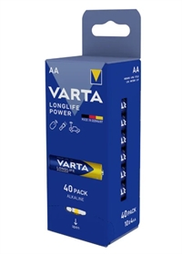 Alkaline batterier AA Power - pakke med 40 stk. Longlife Power AA batterier