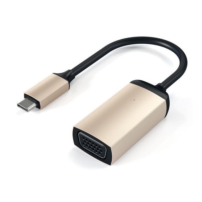 Satechi USB-C VGA-adapter - Konverter USB-C-tilslutning til VGA-videoudgang i Guld