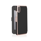 Pipetto Slim Wallet med Spejl til iPhone XR i sort og Rose Gold