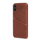 Decoded cover til iPhone X bagside cover i mørke brun læder med kreditkortholder
