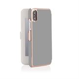 Pipetto Slim Wallet med Spejl til iPhone X / XS i lysegrå og Rose Gold